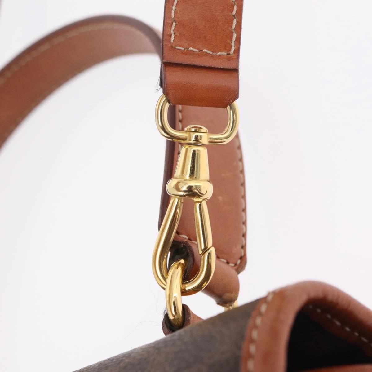 CELINE Macadam Canvas Hand Bag PVC Leather 2way Brown Gold Auth 208305A