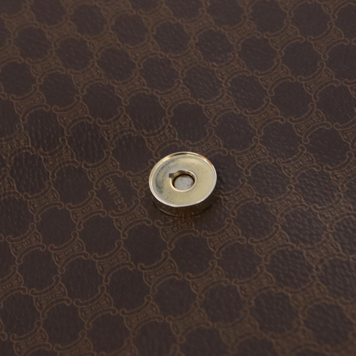 CELINE Macadam Canvas Hand Bag PVC Leather 2way Brown Gold Auth 208305A