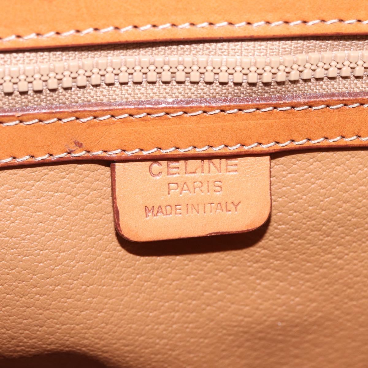 CELINE Macadam Canvas Hand Bag PVC Leather 2way Brown Gold Auth 208305A