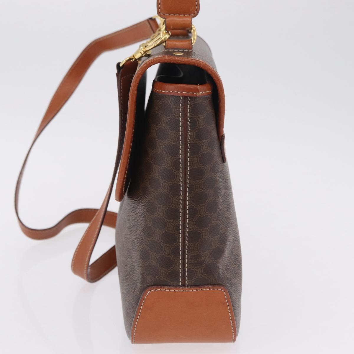 CELINE Macadam Canvas Hand Bag PVC Leather 2way Brown Gold Auth 208305A