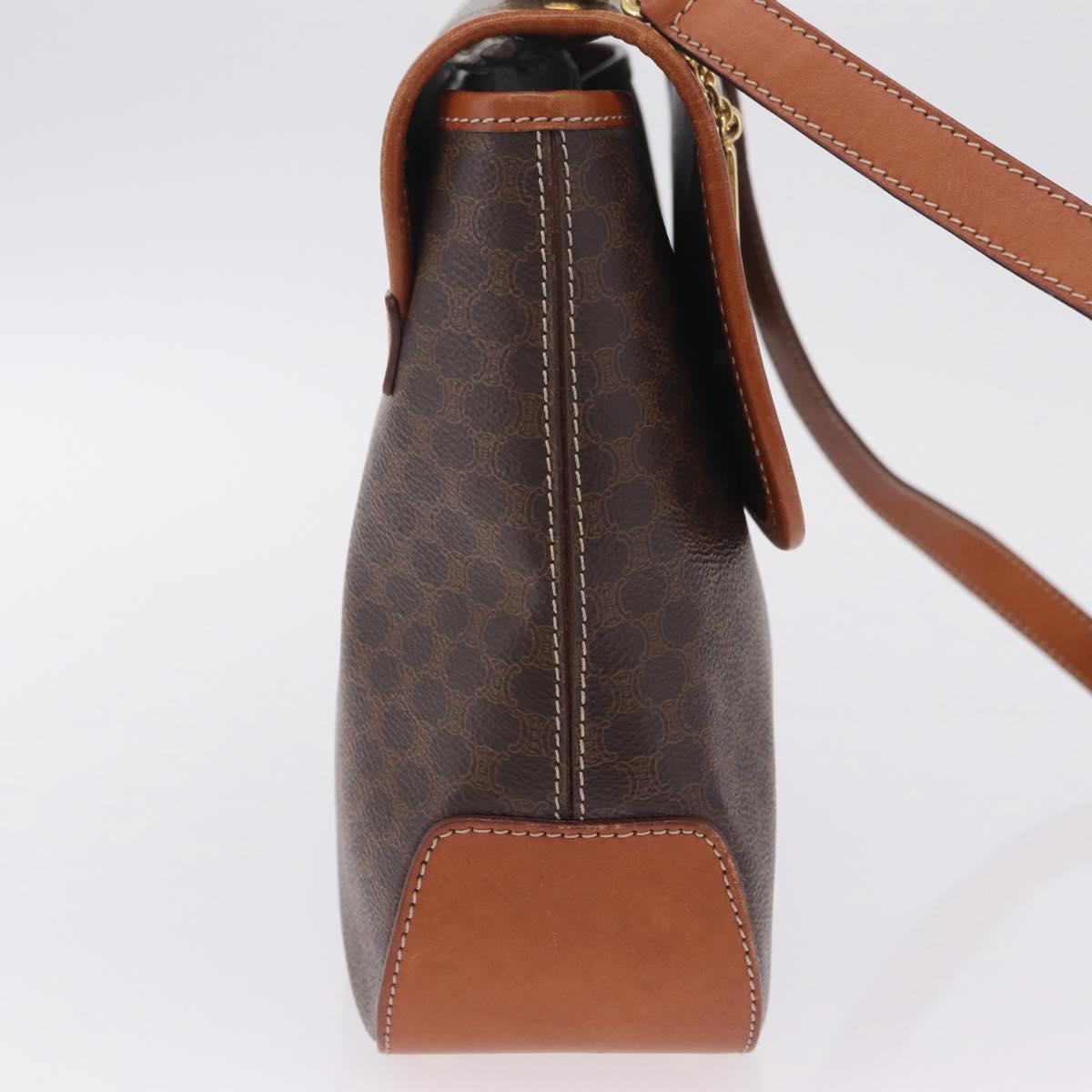 CELINE Macadam Canvas Hand Bag PVC Leather 2way Brown Gold Auth 208305A