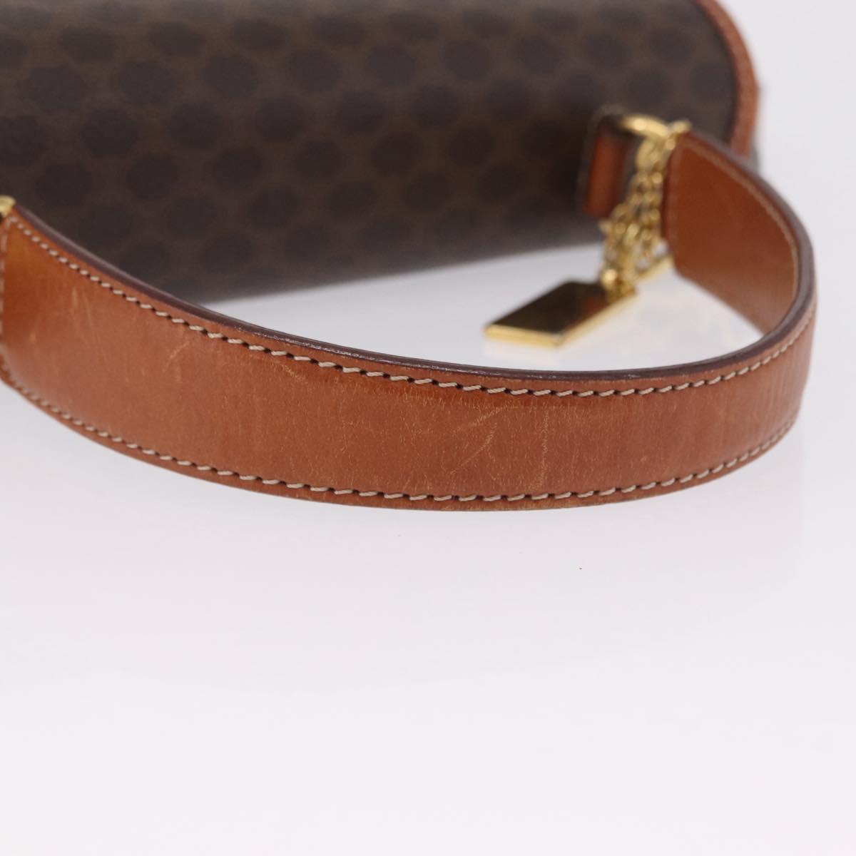 CELINE Macadam Canvas Hand Bag PVC Leather 2way Brown Gold Auth 208305A
