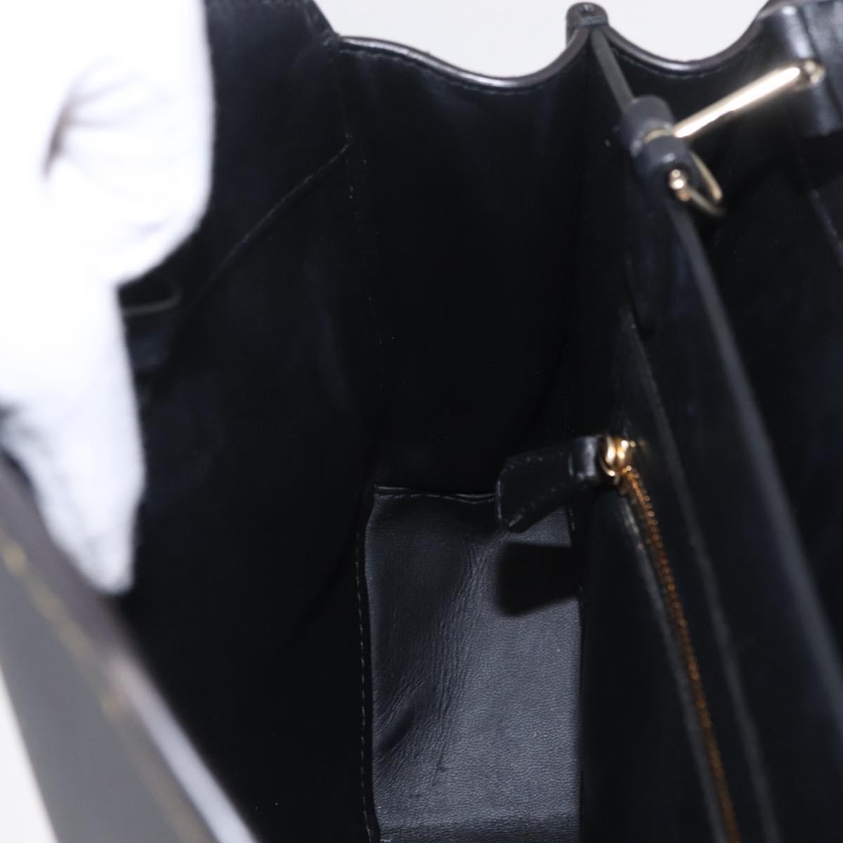 Cartier Garland Cartier Hand Bag Leather Black Gold Auth 208307A