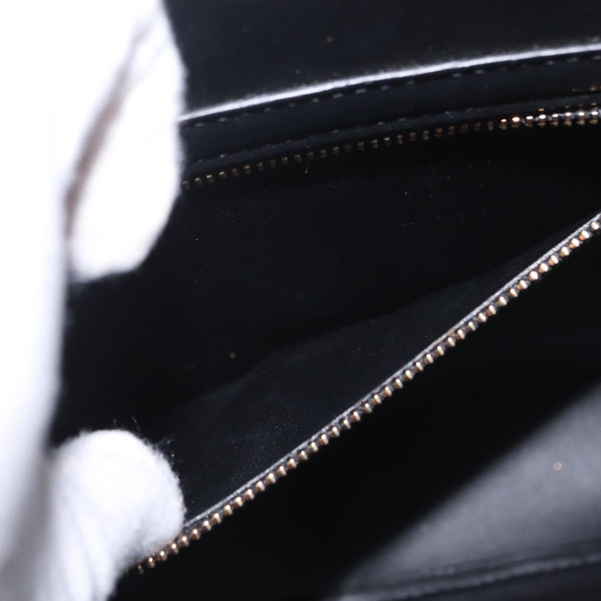 Cartier Garland Cartier Hand Bag Leather Black Gold Auth 208307A