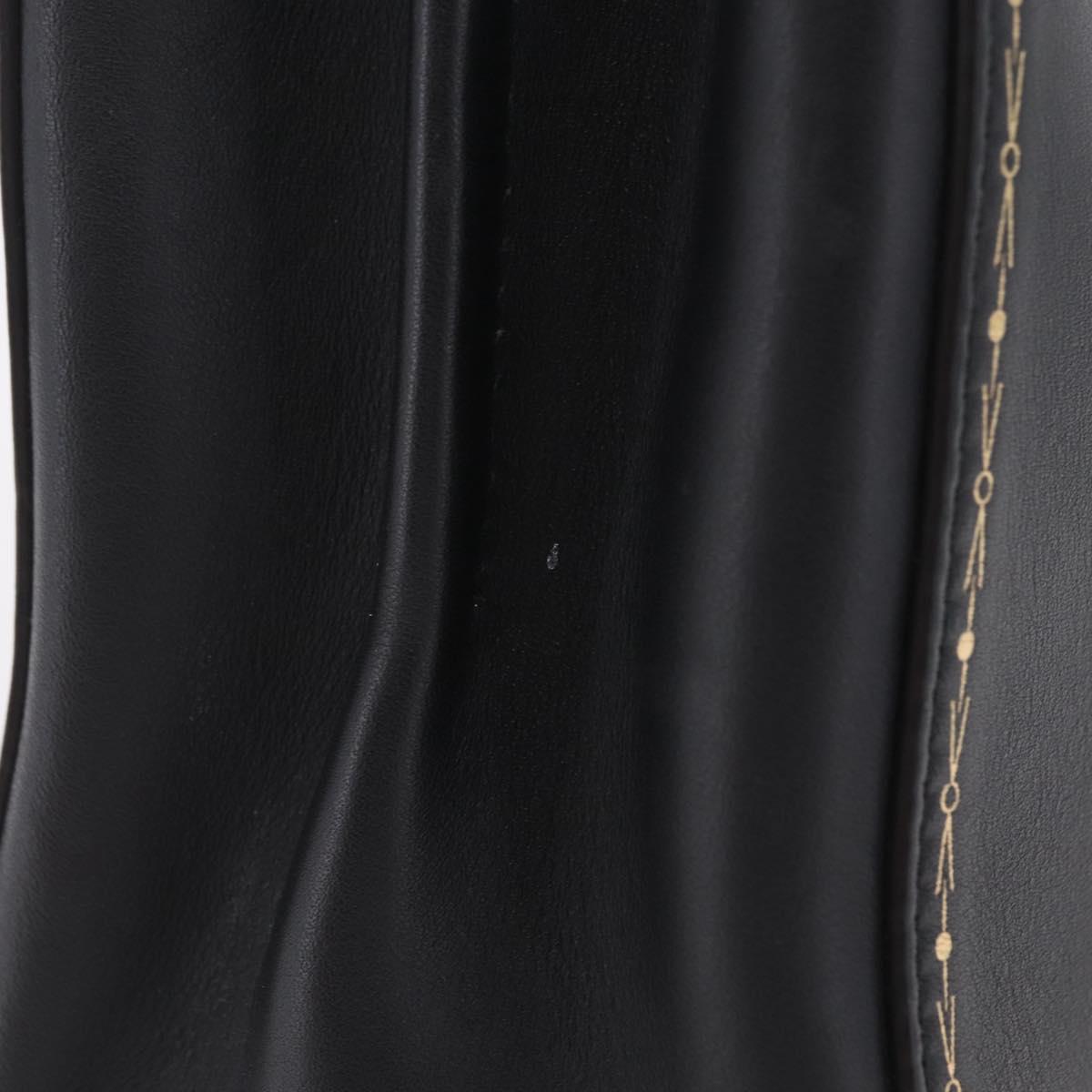 Cartier Garland Cartier Hand Bag Leather Black Gold Auth 208307A