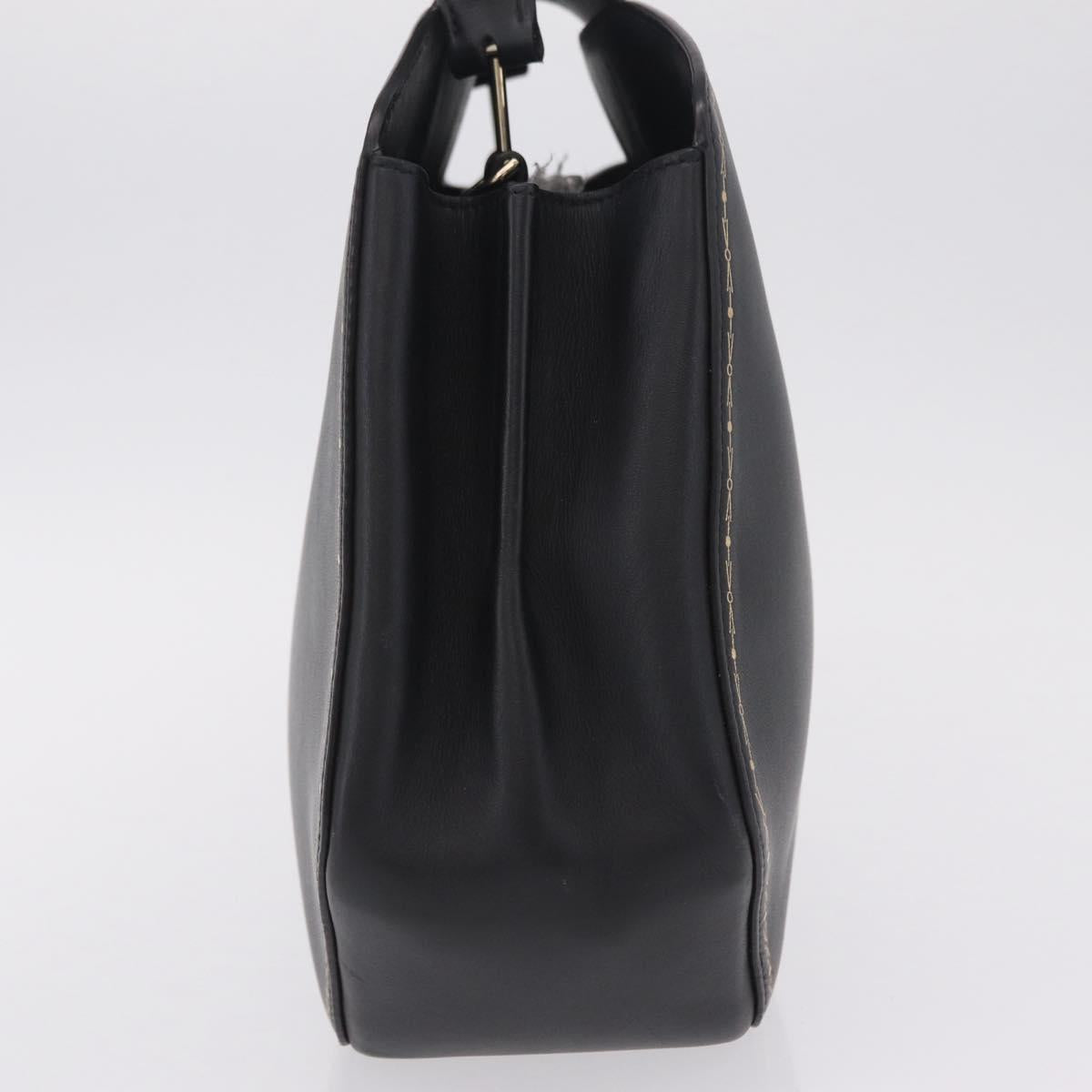 Cartier Garland Cartier Hand Bag Leather Black Gold Auth 208307A