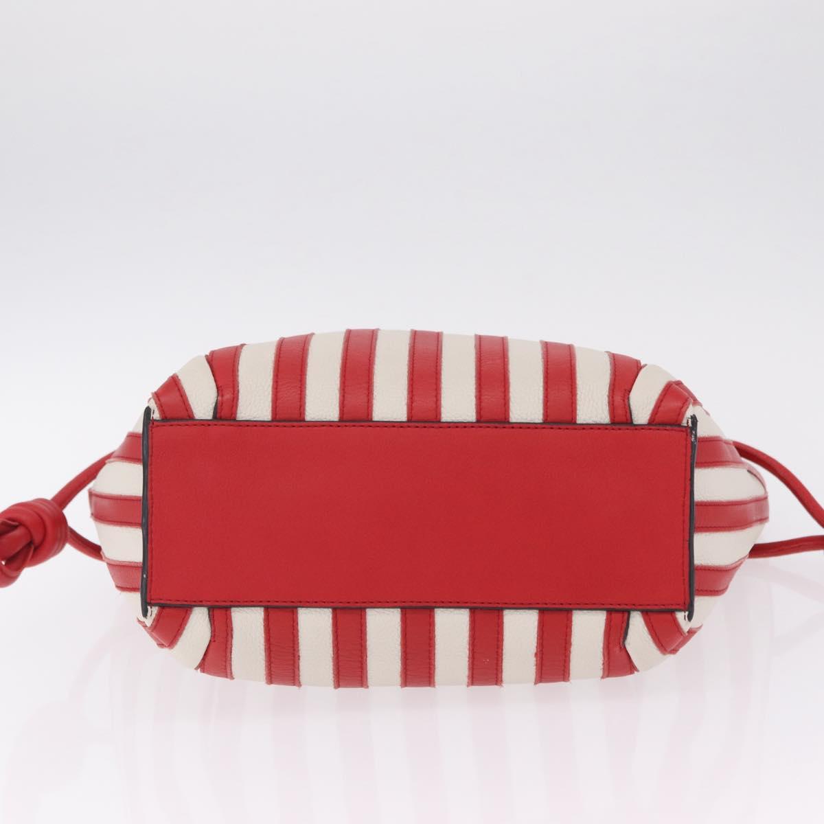 LOEWE Tote Bag Leather Red Silver Auth 208308A