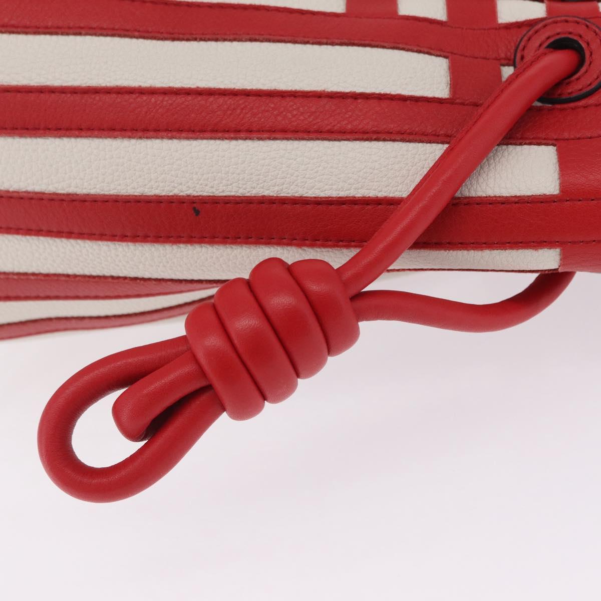 LOEWE Tote Bag Leather Red Silver Auth 208308A