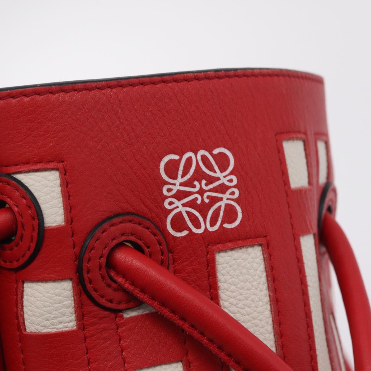 LOEWE Tote Bag Leather Red Silver Auth 208308A