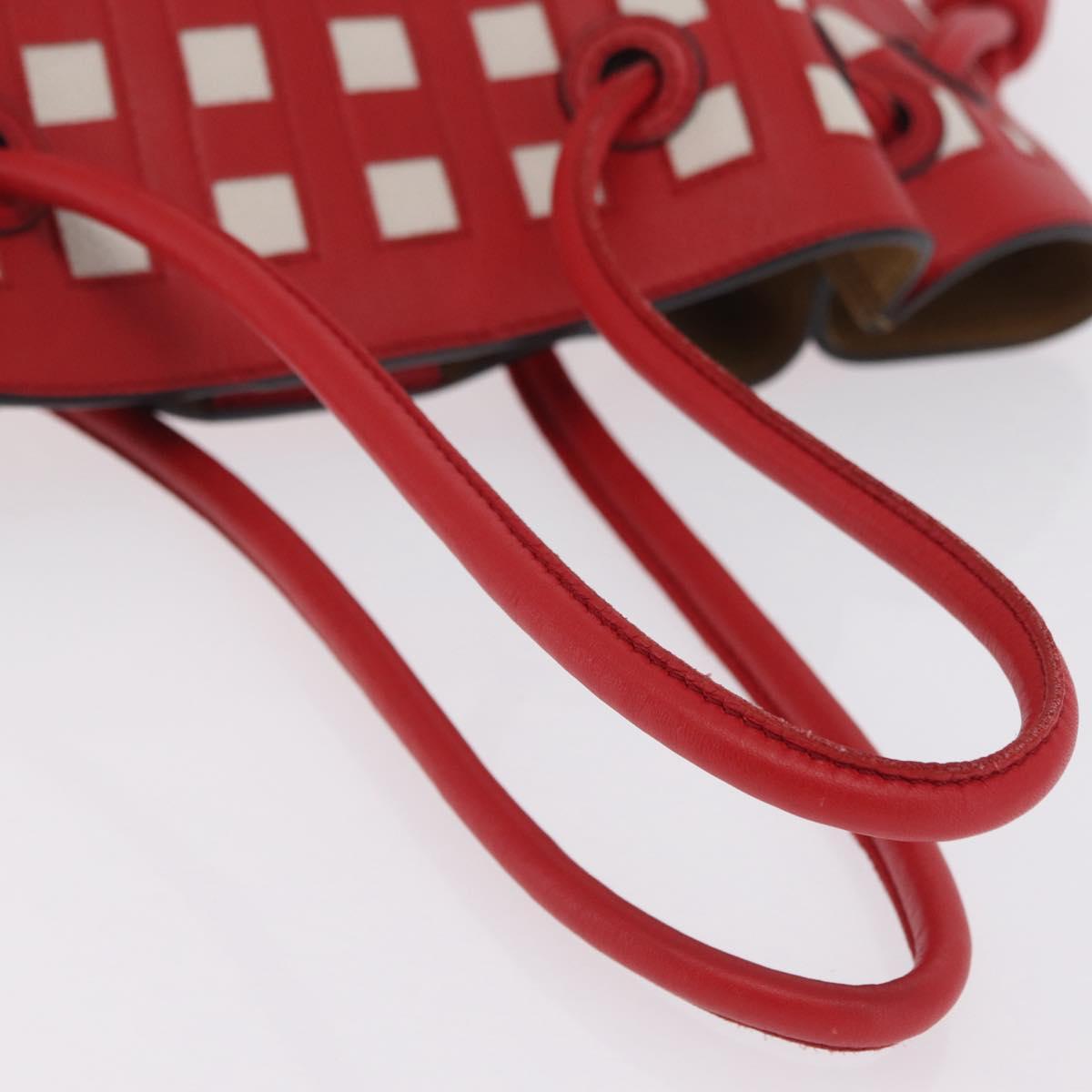 LOEWE Tote Bag Leather Red Silver Auth 208308A