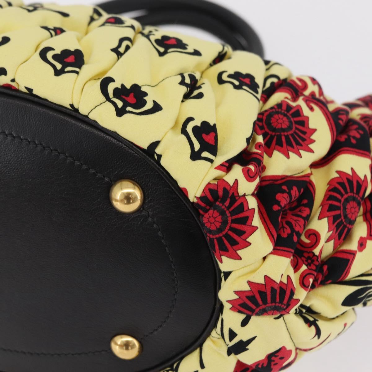 Miu Miu Matelasse Hand Bag Canvas Yellow Gold Auth 208309M