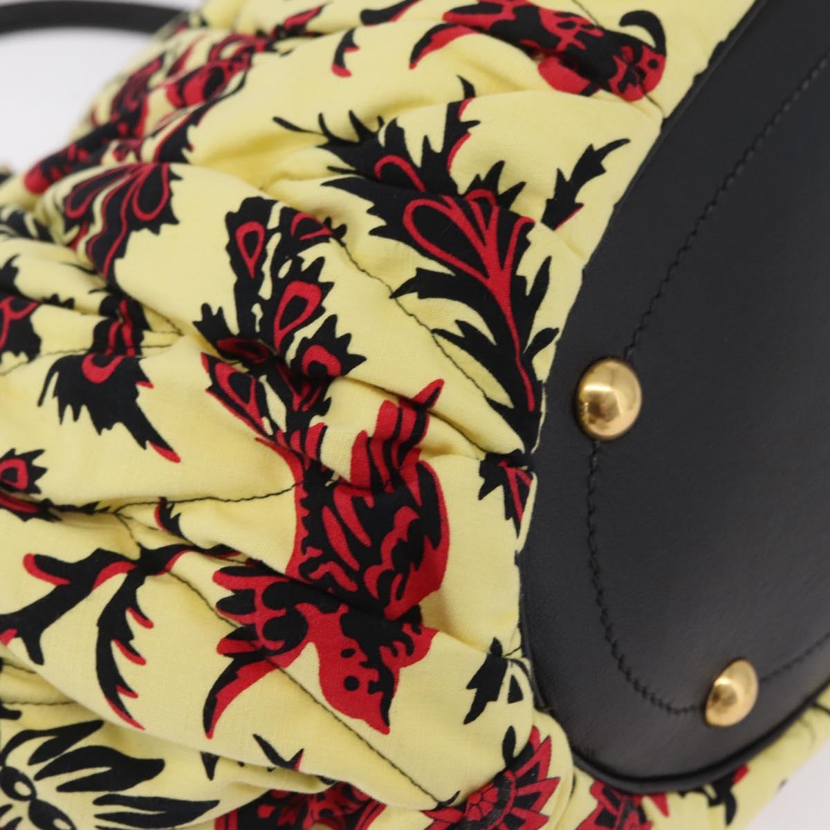 Miu Miu Matelasse Hand Bag Canvas Yellow Gold Auth 208309M