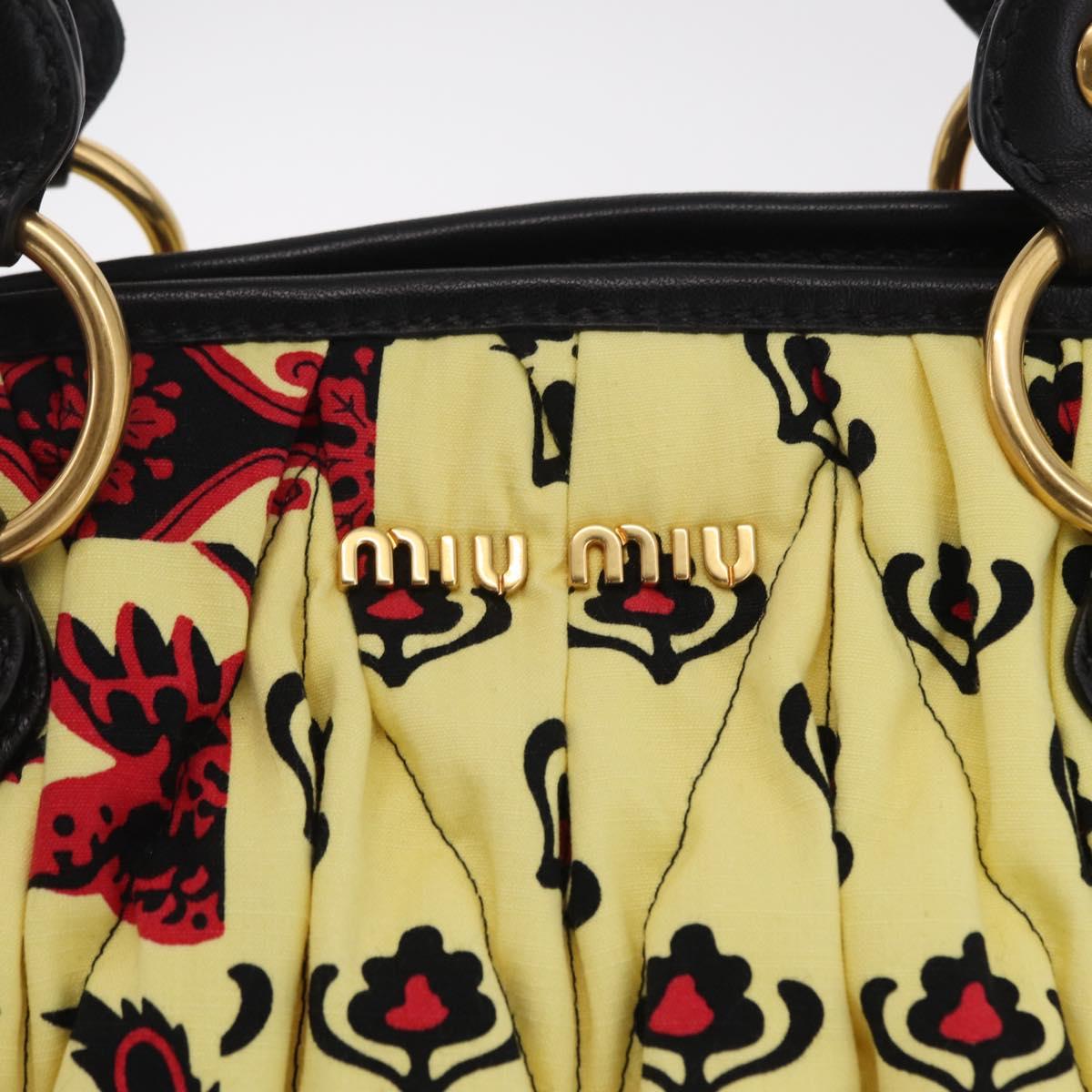 Miu Miu Matelasse Hand Bag Canvas Yellow Gold Auth 208309M