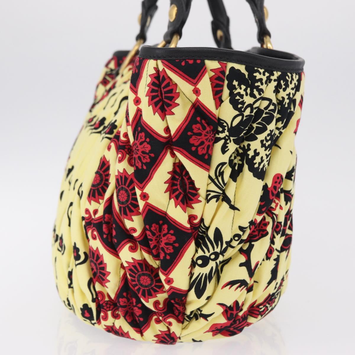Miu Miu Matelasse Hand Bag Canvas Yellow Gold Auth 208309M