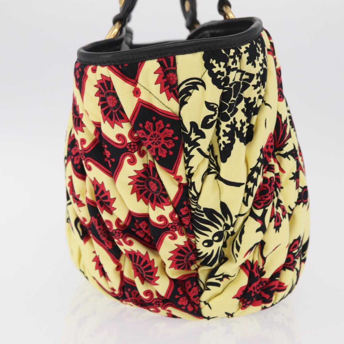 Miu Miu Matelasse Hand Bag Canvas Yellow Gold Auth 208309M