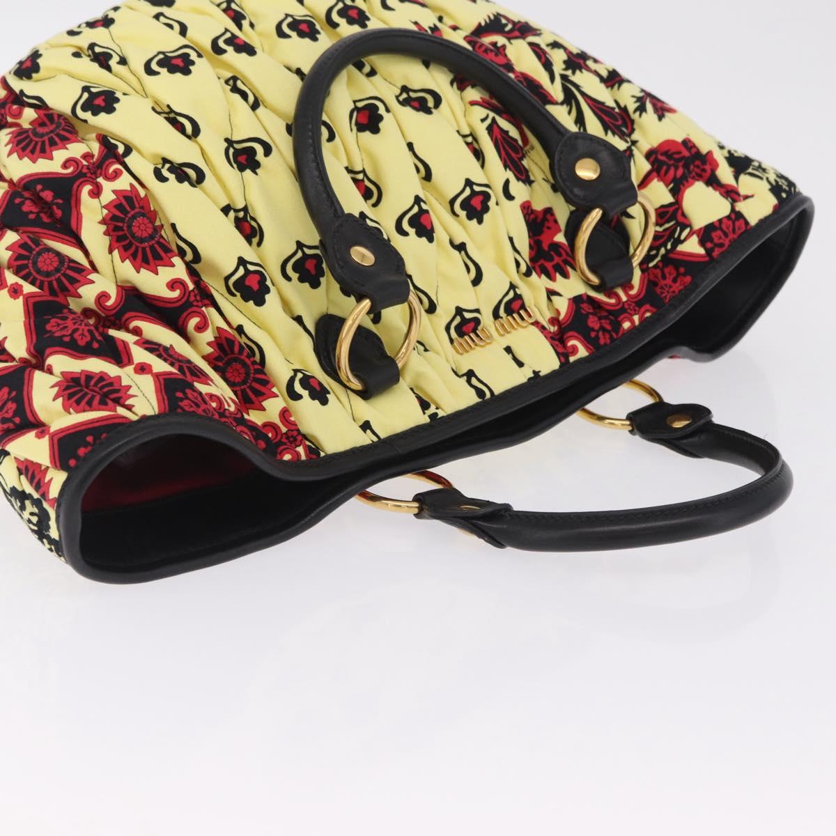 Miu Miu Matelasse Hand Bag Canvas Yellow Gold Auth 208309M