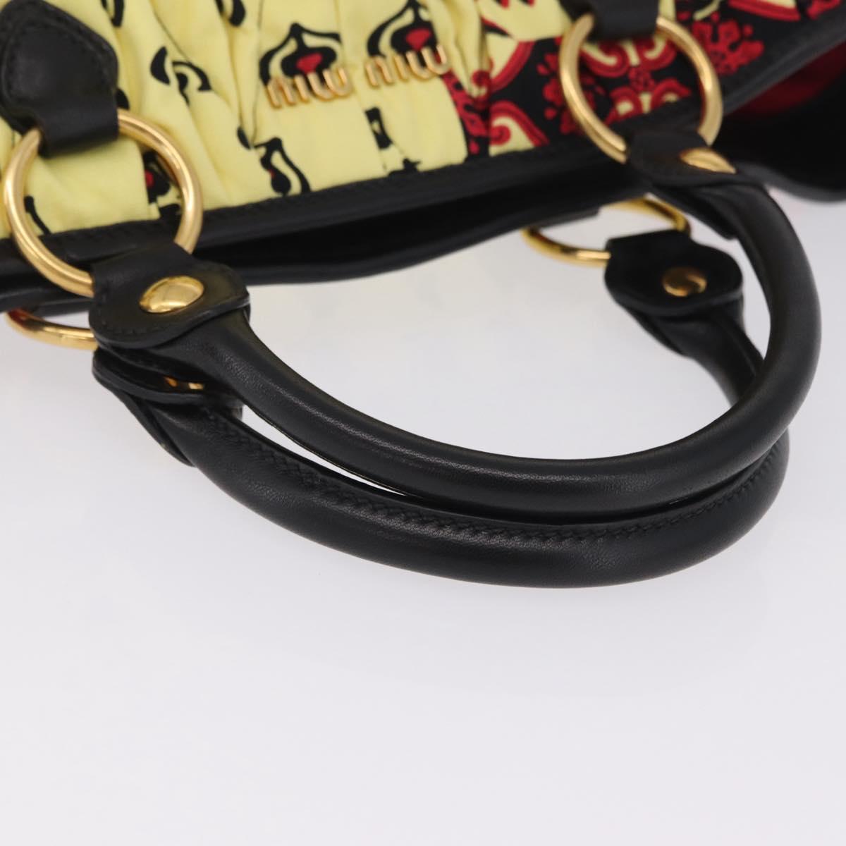 Miu Miu Matelasse Hand Bag Canvas Yellow Gold Auth 208309M