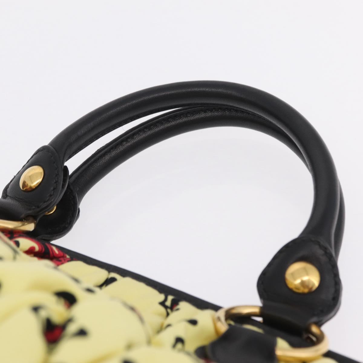 Miu Miu Matelasse Hand Bag Canvas Yellow Gold Auth 208309M