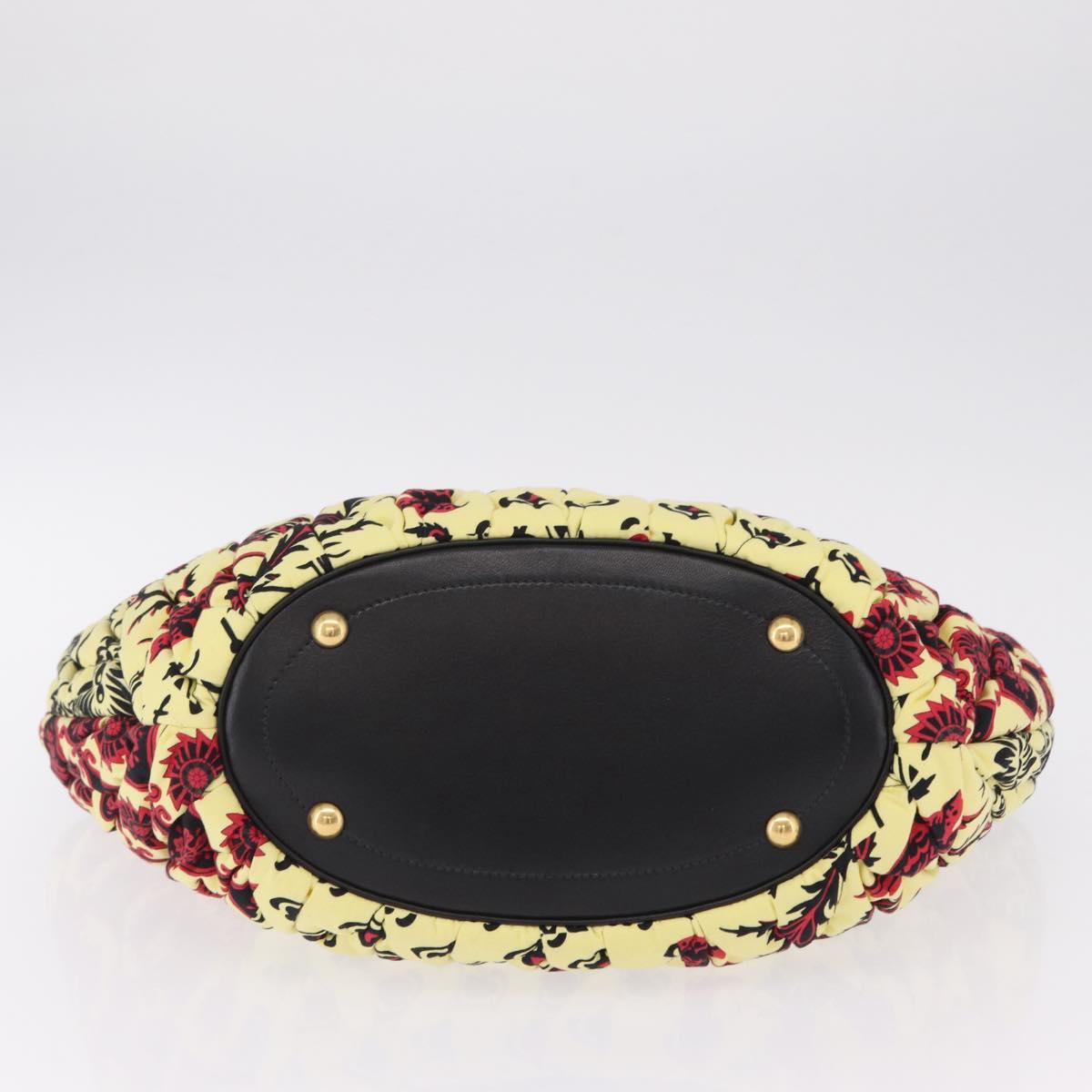 Miu Miu Matelasse Hand Bag Canvas Yellow Gold Auth 208309M