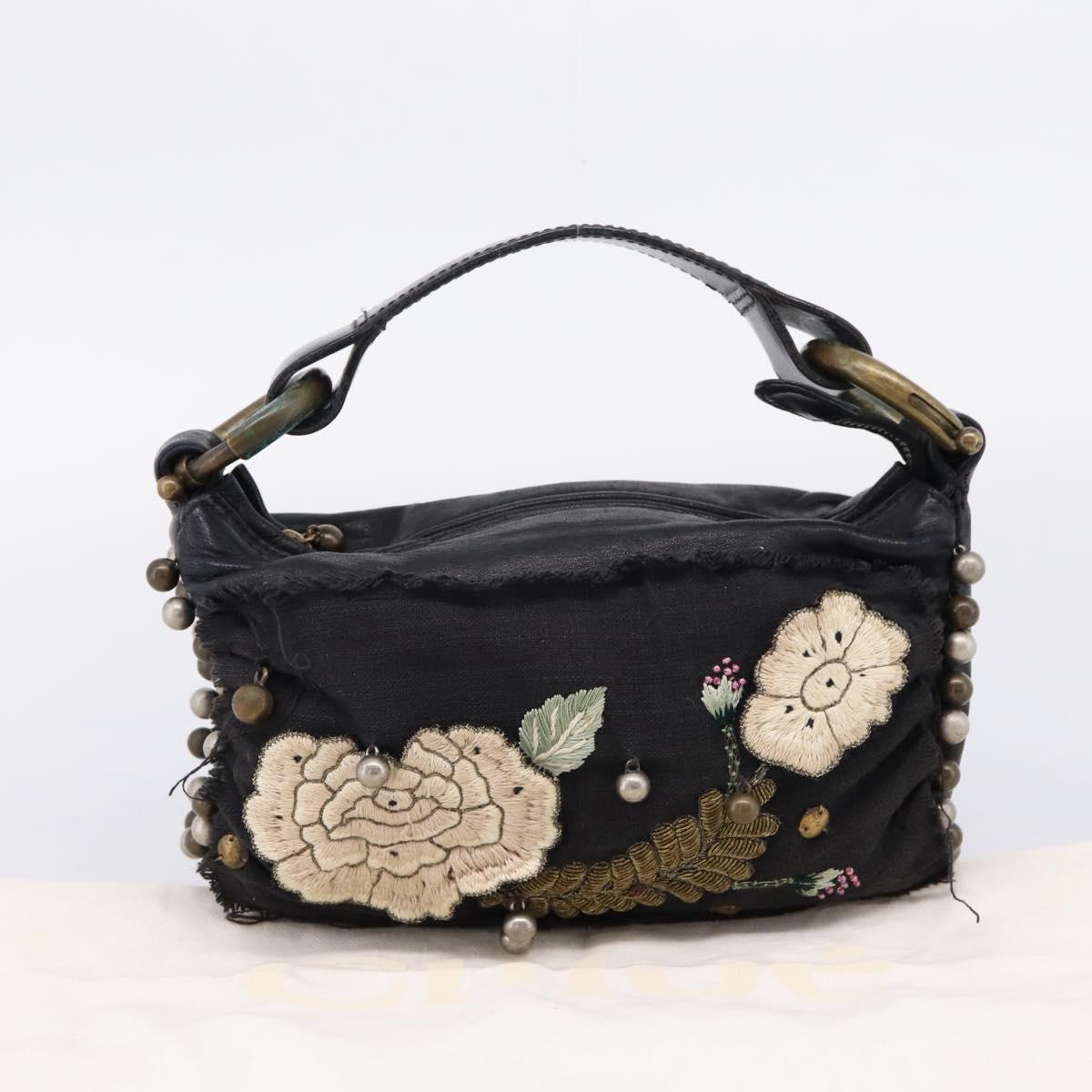 Chloe Hand Bag Leather Black Auth 208310M
