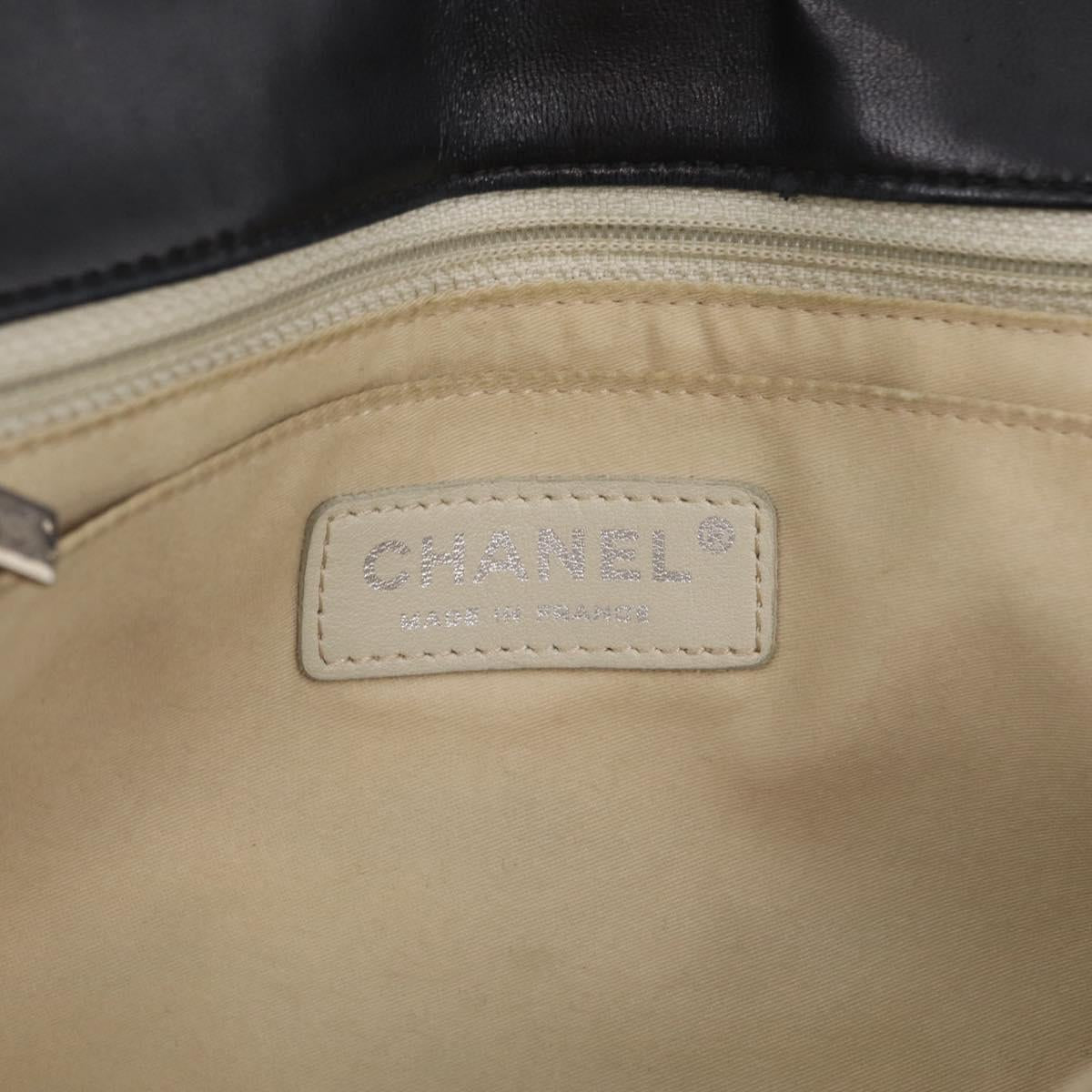 CHANEL Chain Shoulder Bag Lamb Skin Black Silver CC Auth 208312SAM