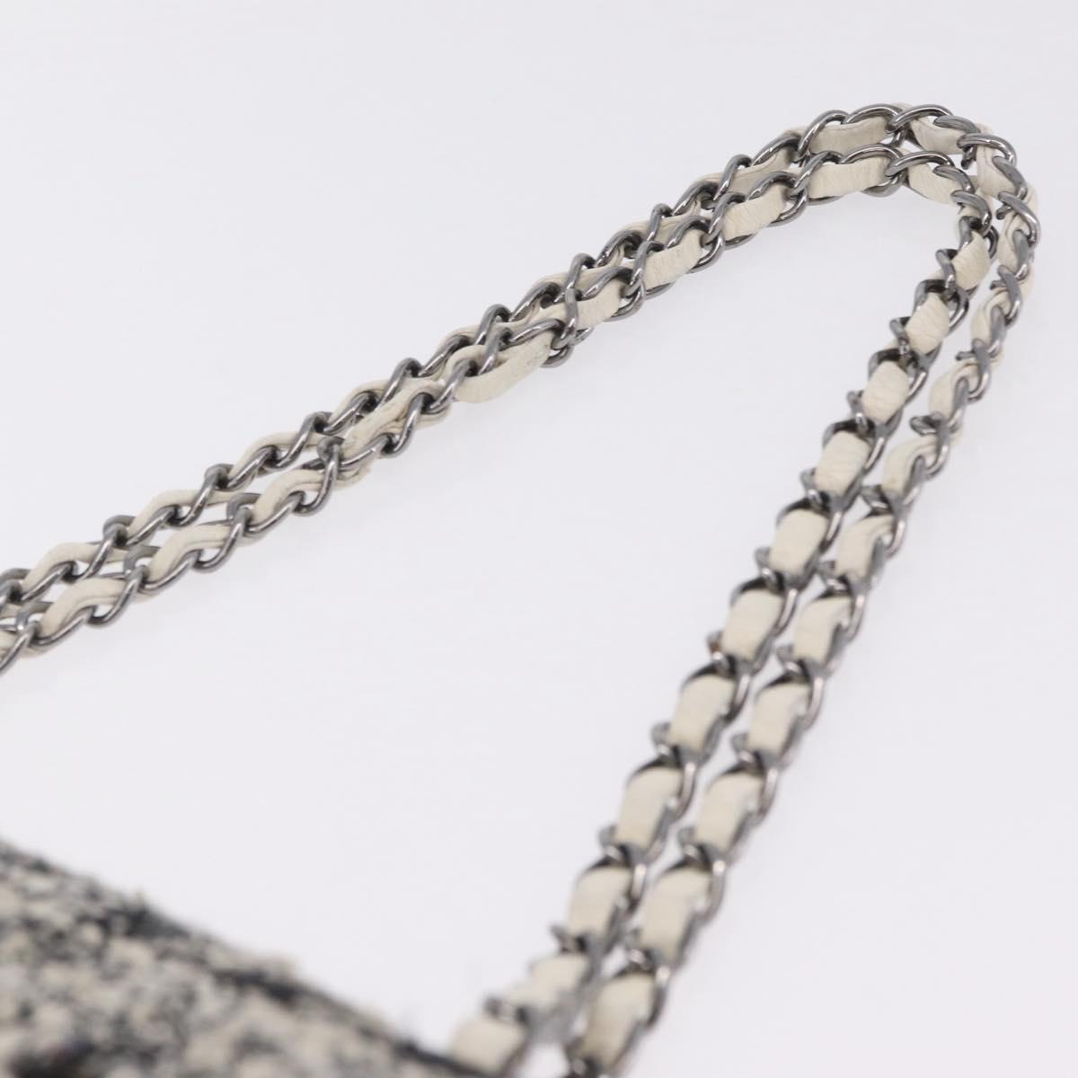 CHANEL Matelasse 25 Chain Shoulder Bag Tweed Black Silver CC Auth 208313SAM