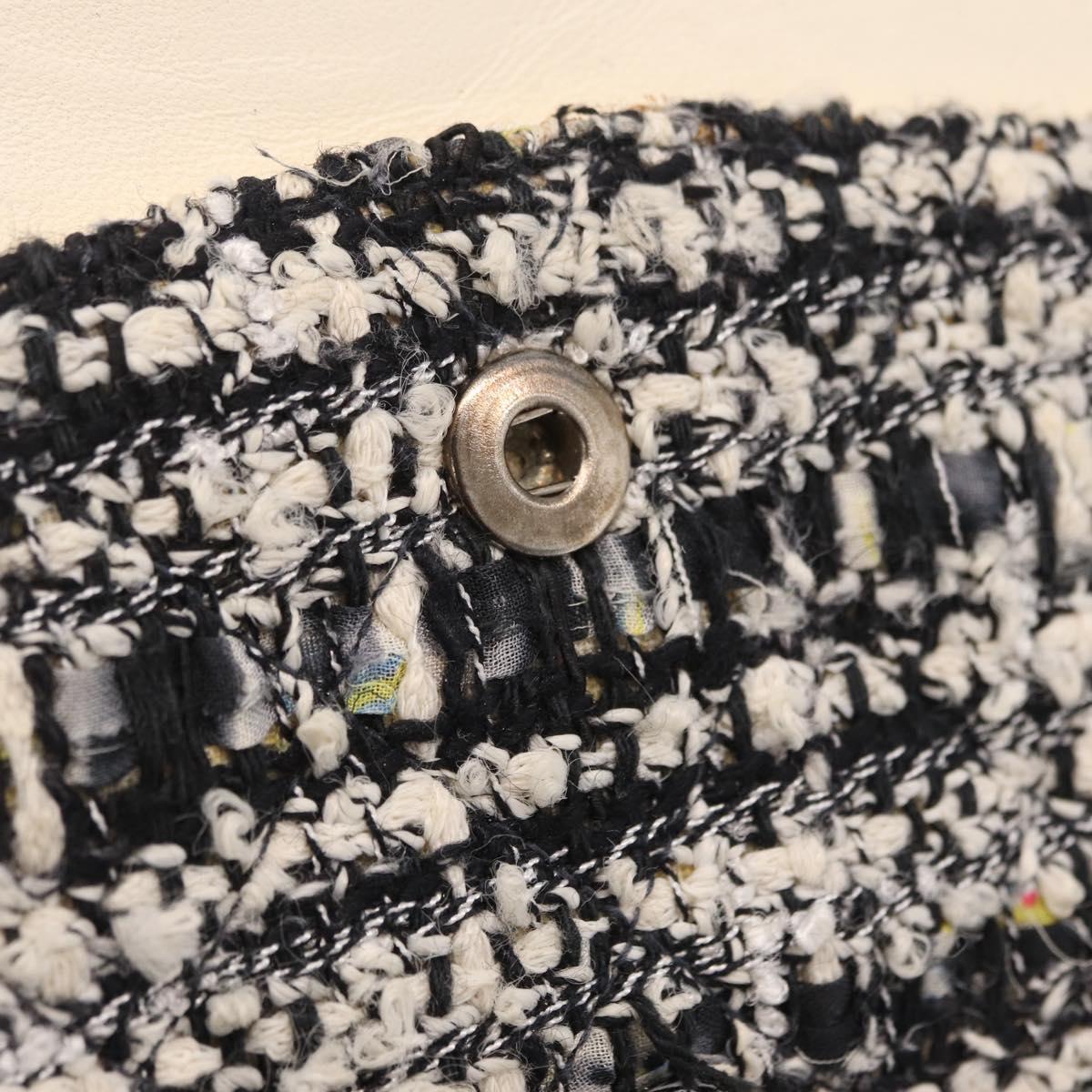 CHANEL Matelasse 25 Chain Shoulder Bag Tweed Black Silver CC Auth 208313SAM