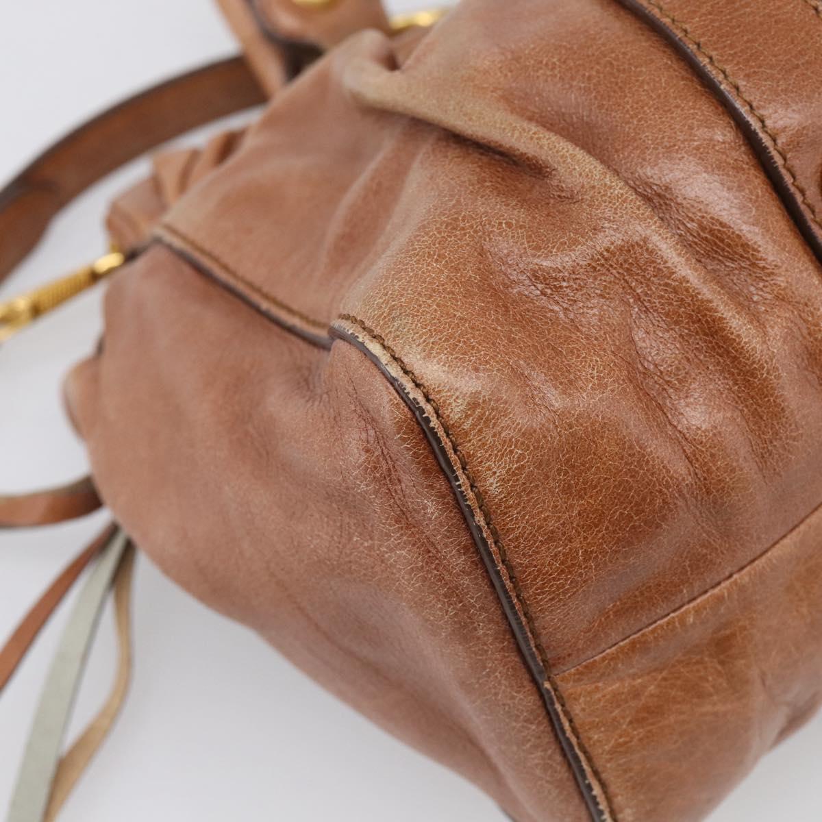 Miu Miu Matelasse Hand Bag Vitellolux 2way Brown Gold Auth 208314A