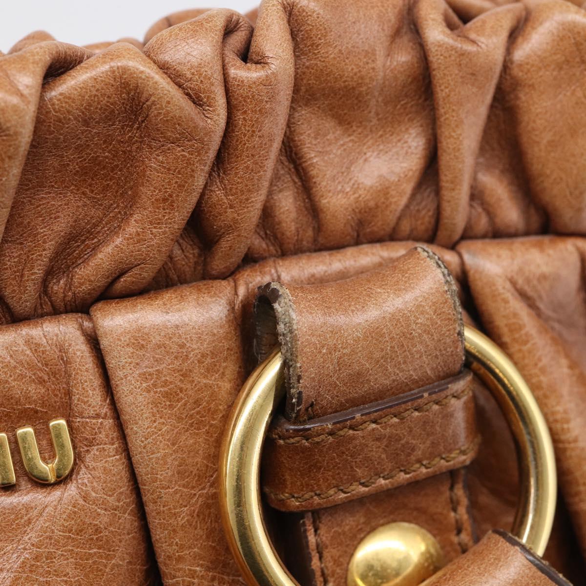 Miu Miu Matelasse Hand Bag Vitellolux 2way Brown Gold Auth 208314A