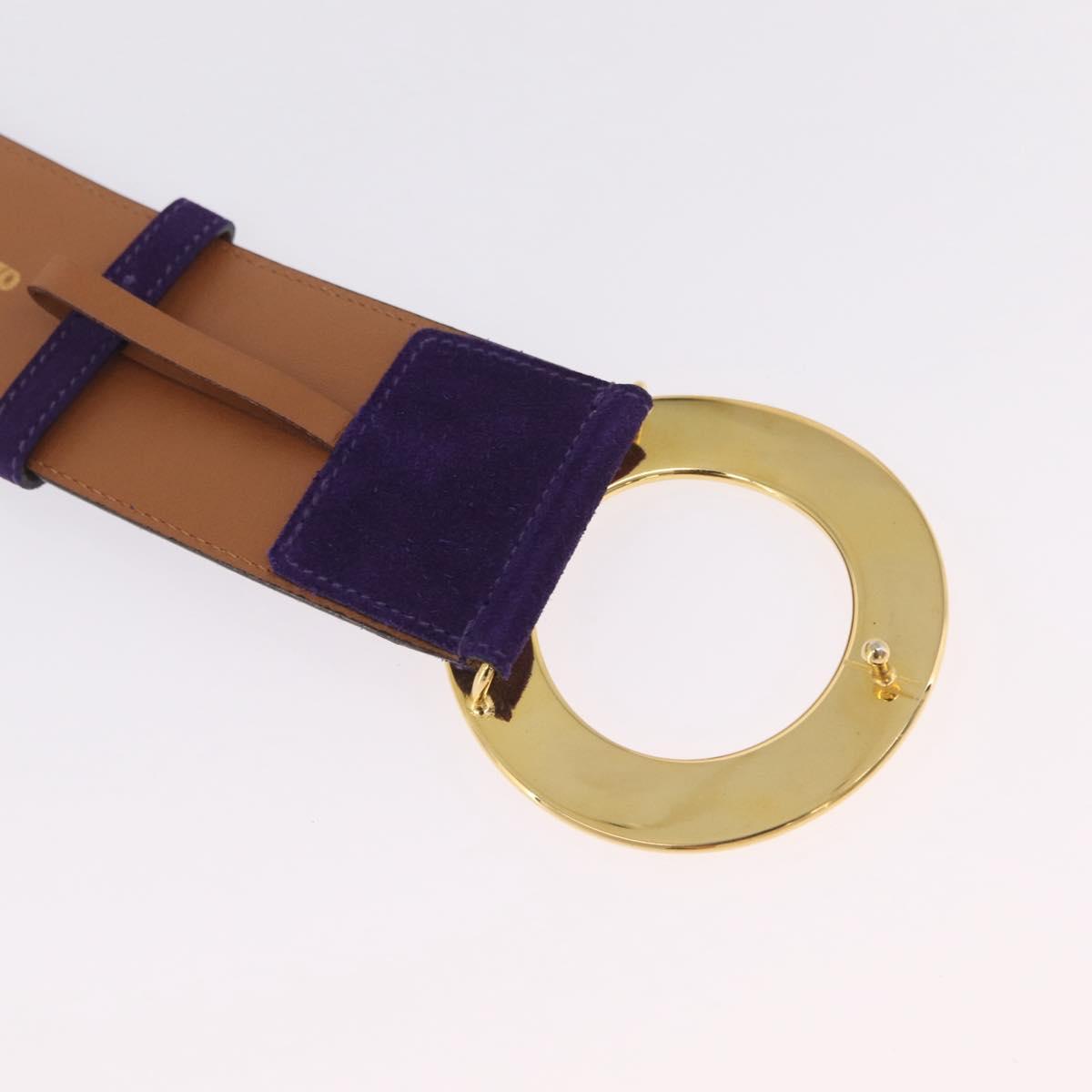 CELINE Belt Leather Purple Gold Auth 208323V