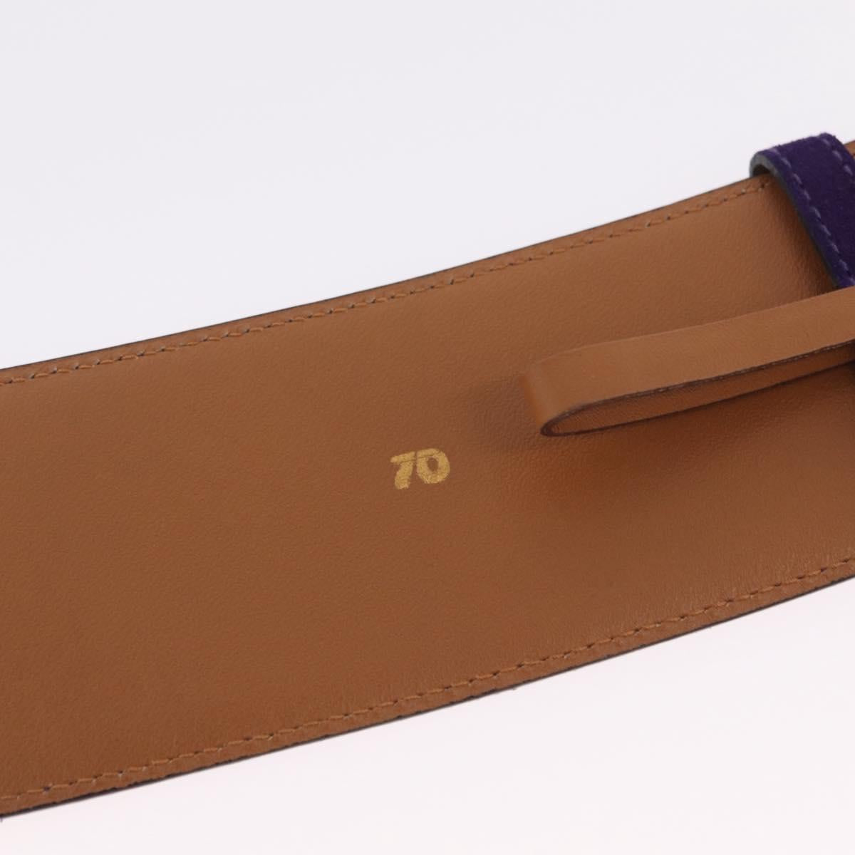 CELINE Belt Leather Purple Gold Auth 208323V