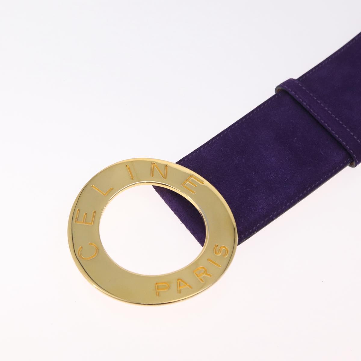 CELINE Belt Leather Purple Gold Auth 208323V