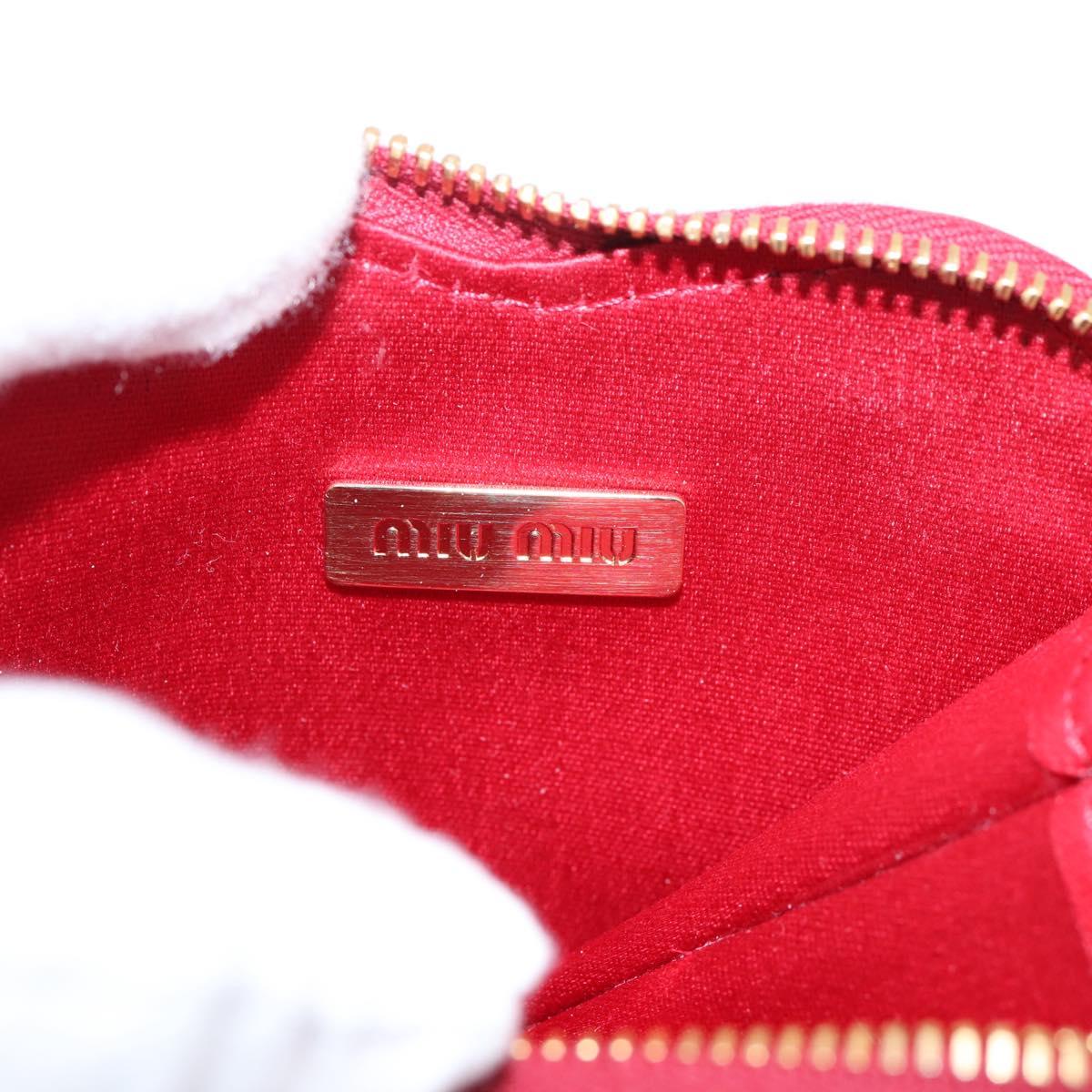 Miu Miu Matelasse Coin Purse Leather Red Gold Auth 208324M