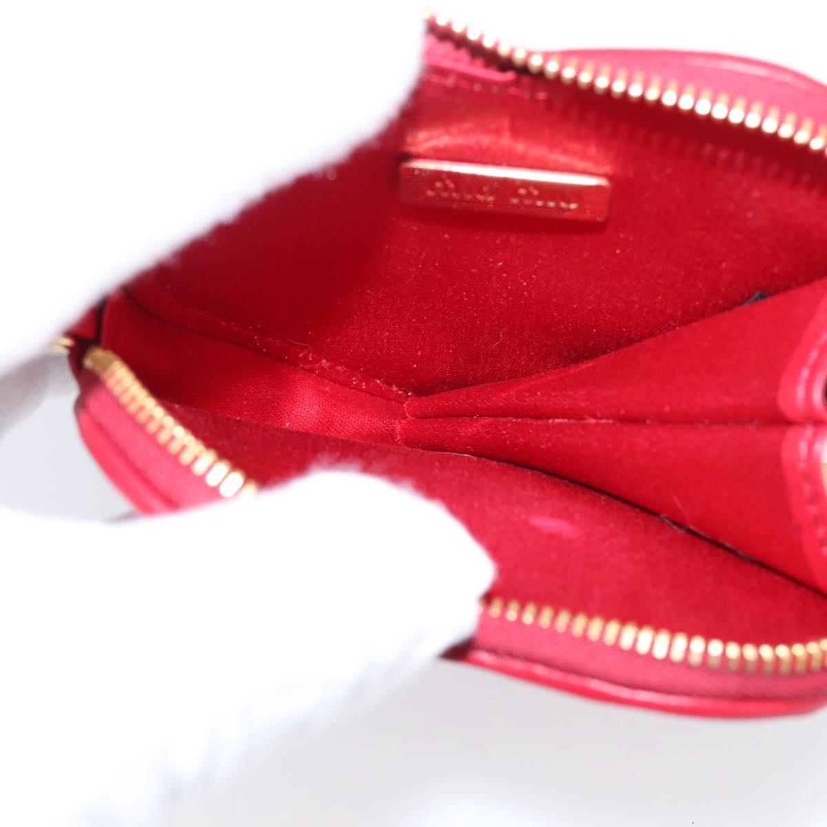 Miu Miu Matelasse Coin Purse Leather Red Gold Auth 208324M