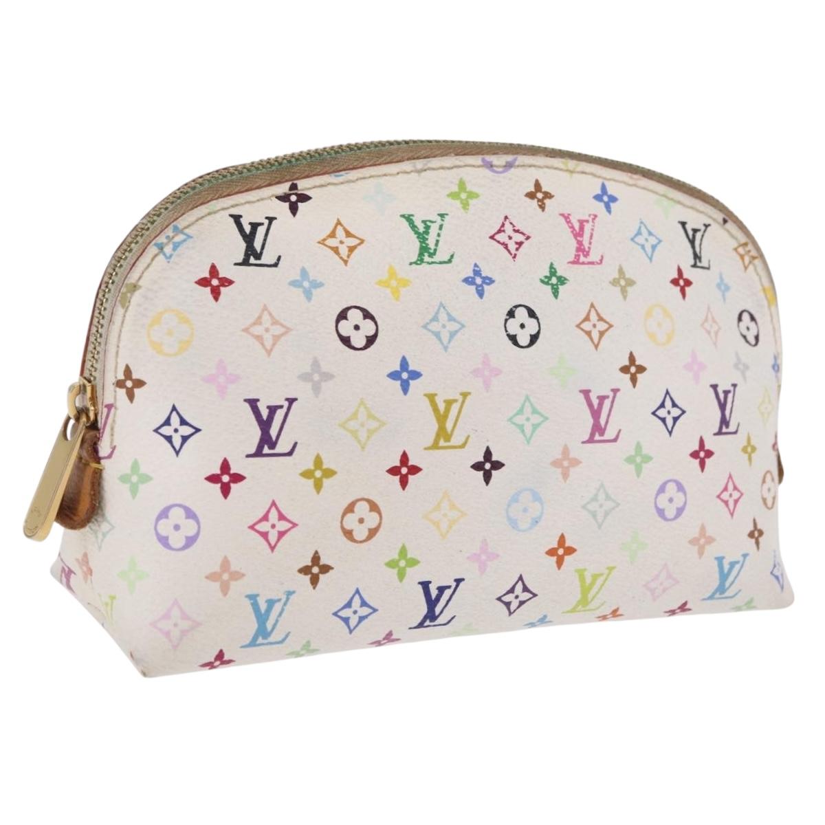 LOUIS VUITTON Monogram Multicolor Pochette PM Pouch White M47354 LV Auth 208326
