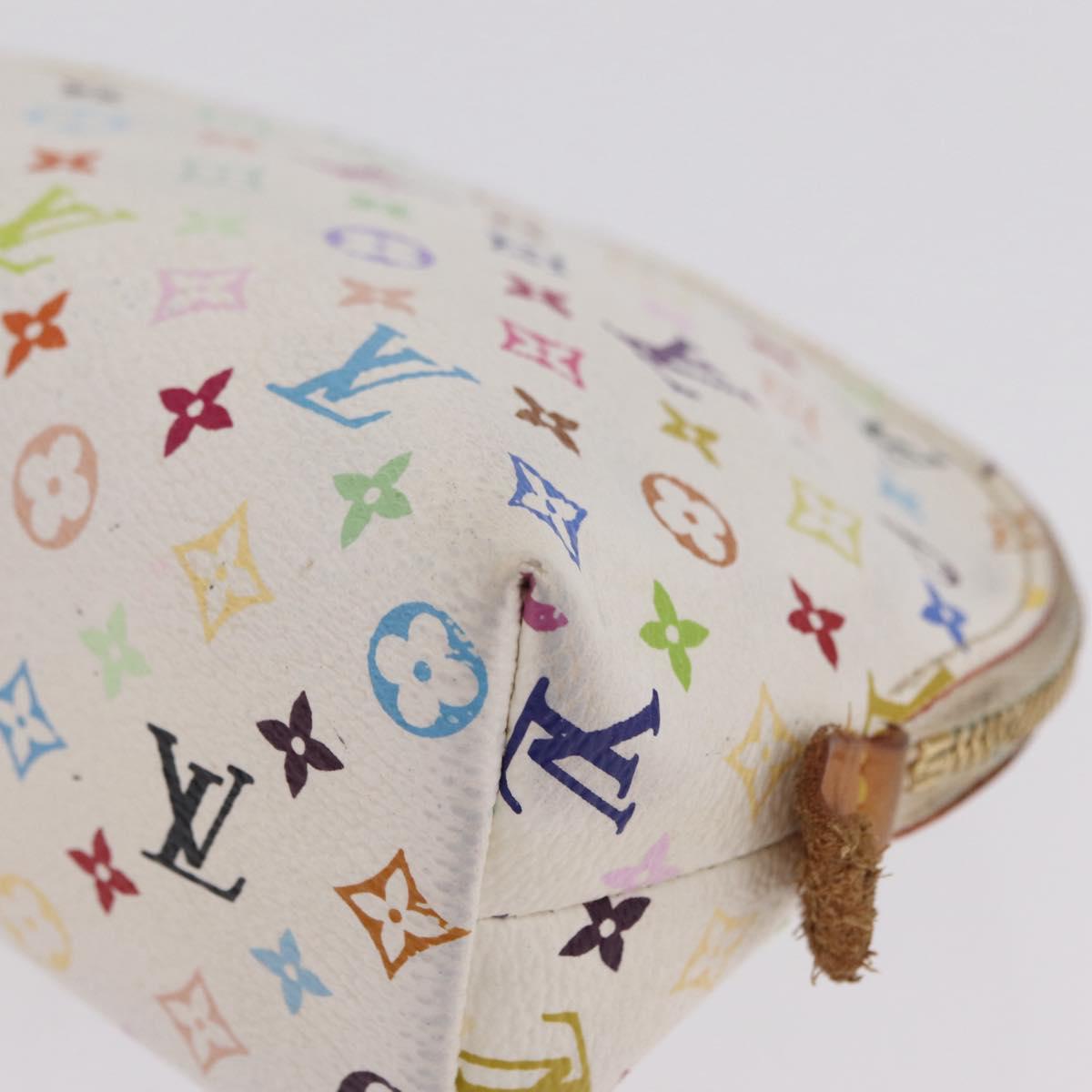 LOUIS VUITTON Monogram Multicolor Pochette PM Pouch White M47354 LV Auth 208326