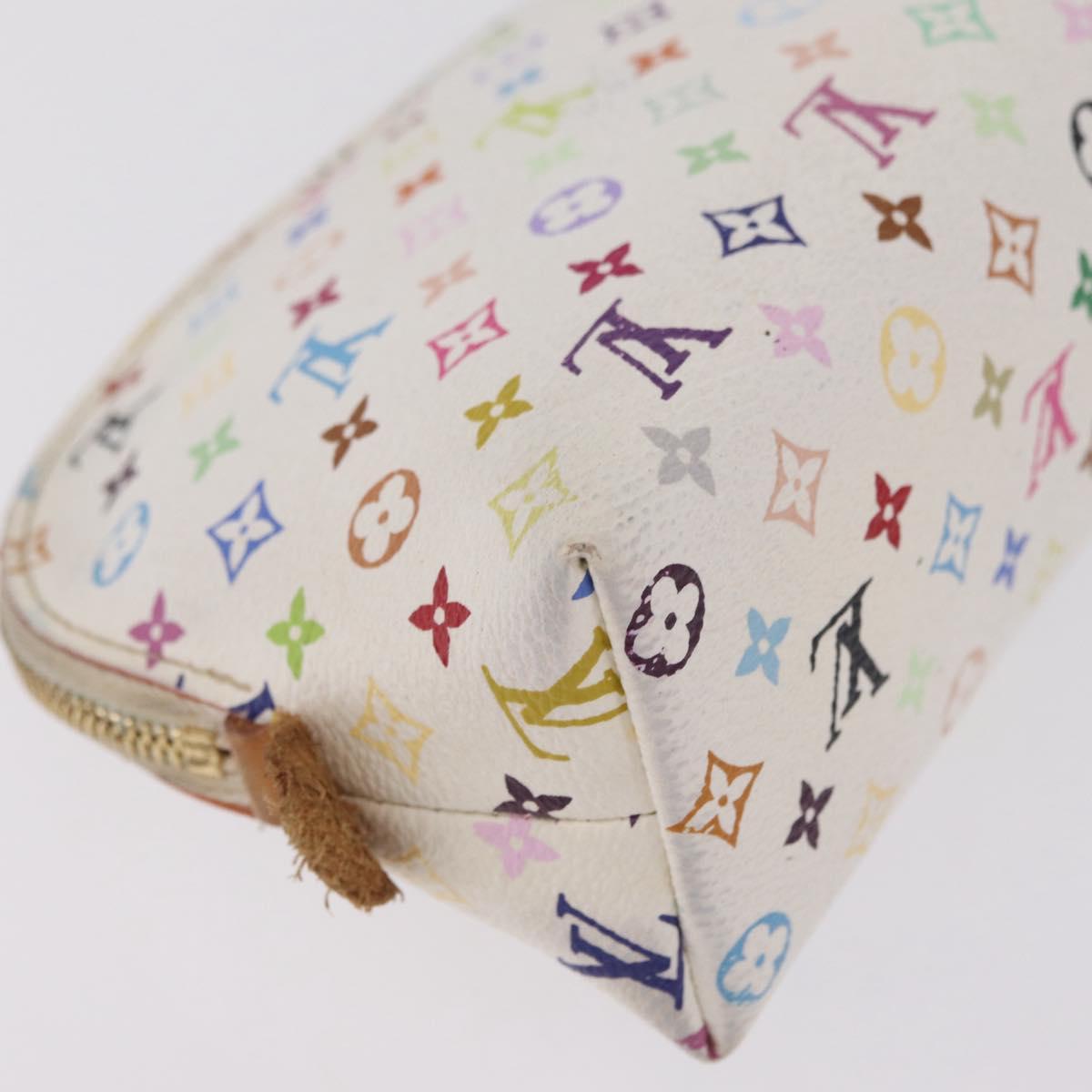 LOUIS VUITTON Monogram Multicolor Pochette PM Pouch White M47354 LV Auth 208326