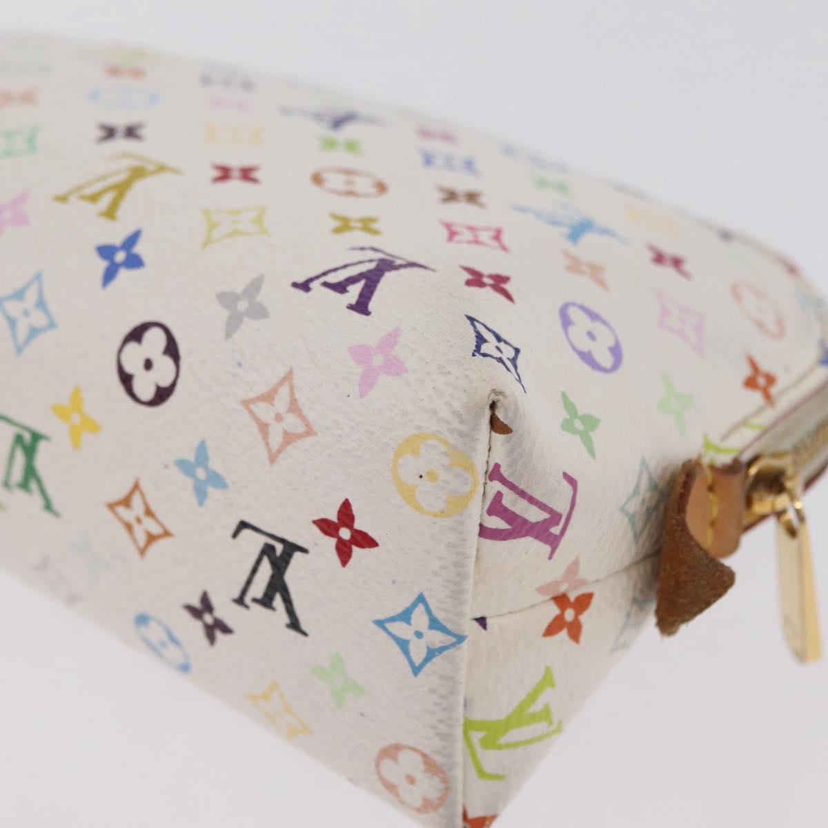 LOUIS VUITTON Monogram Multicolor Pochette PM Pouch White M47354 LV Auth 208326