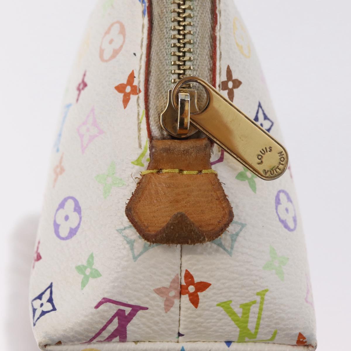 LOUIS VUITTON Monogram Multicolor Pochette PM Pouch White M47354 LV Auth 208326