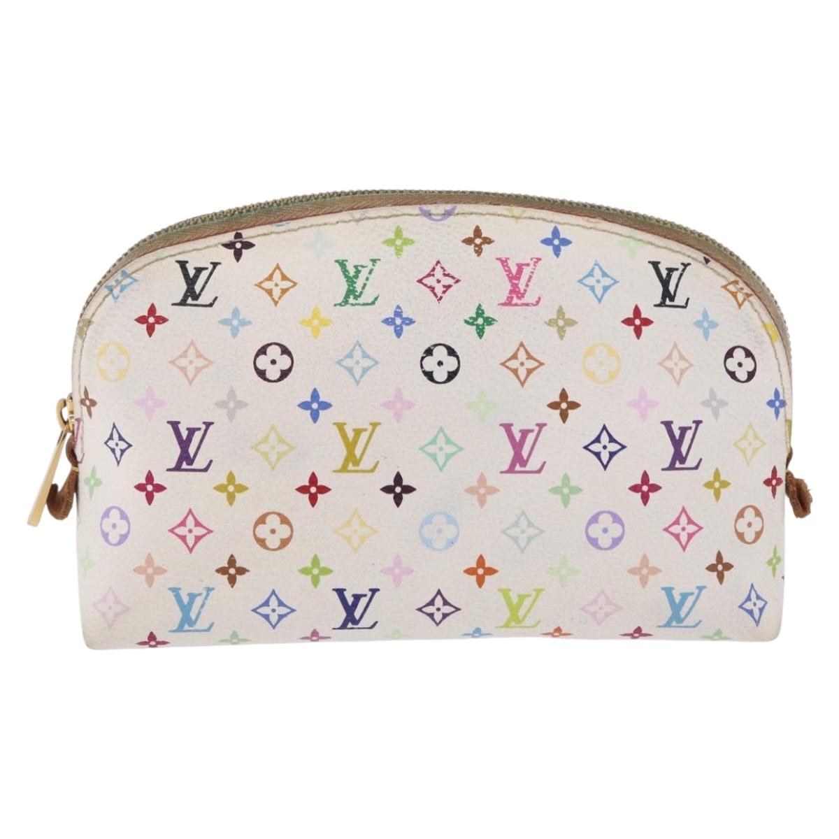 LOUIS VUITTON Monogram Multicolor Pochette PM Pouch White M47354 LV Auth 208326