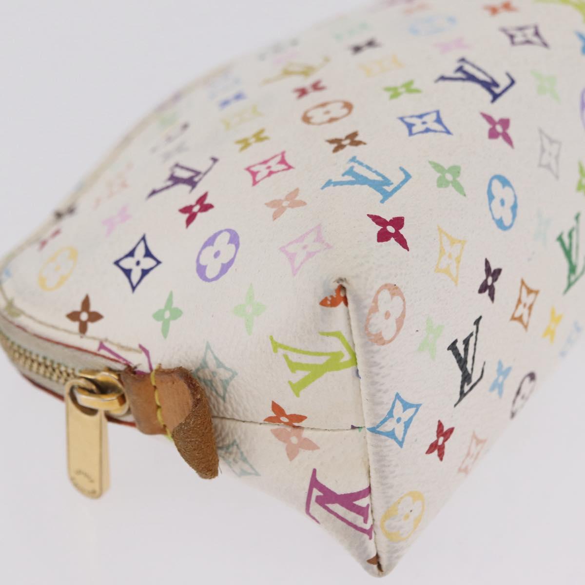 LOUIS VUITTON Monogram Multicolor Pochette PM Pouch White M47354 LV Auth 208326
