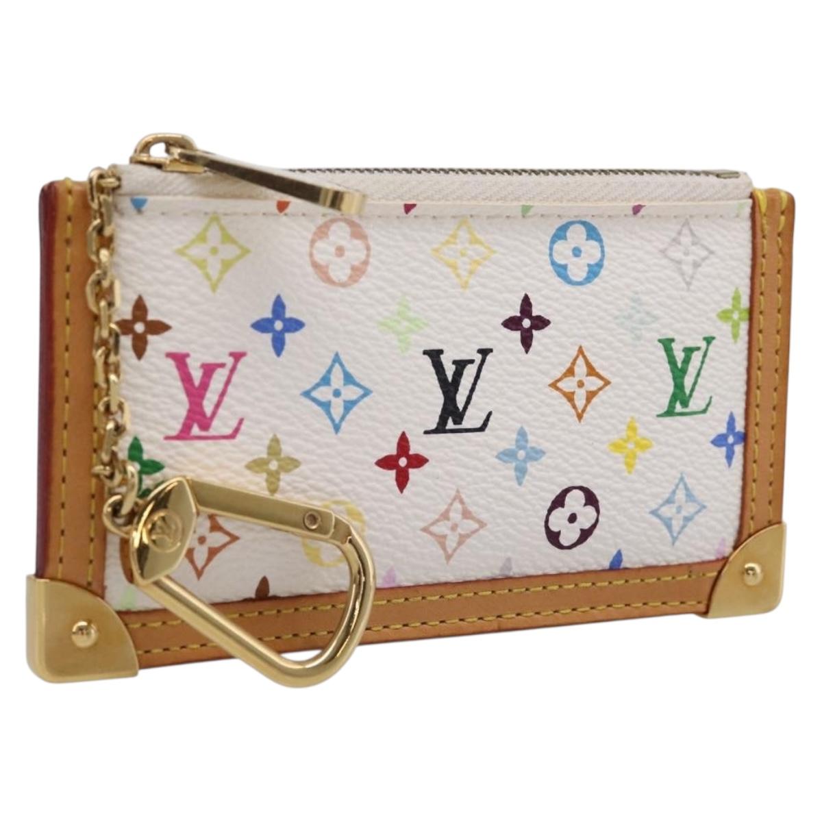 LOUIS VUITTON Monogram Multicolor Pochette Cles Purse White M92655 Auth 208328V