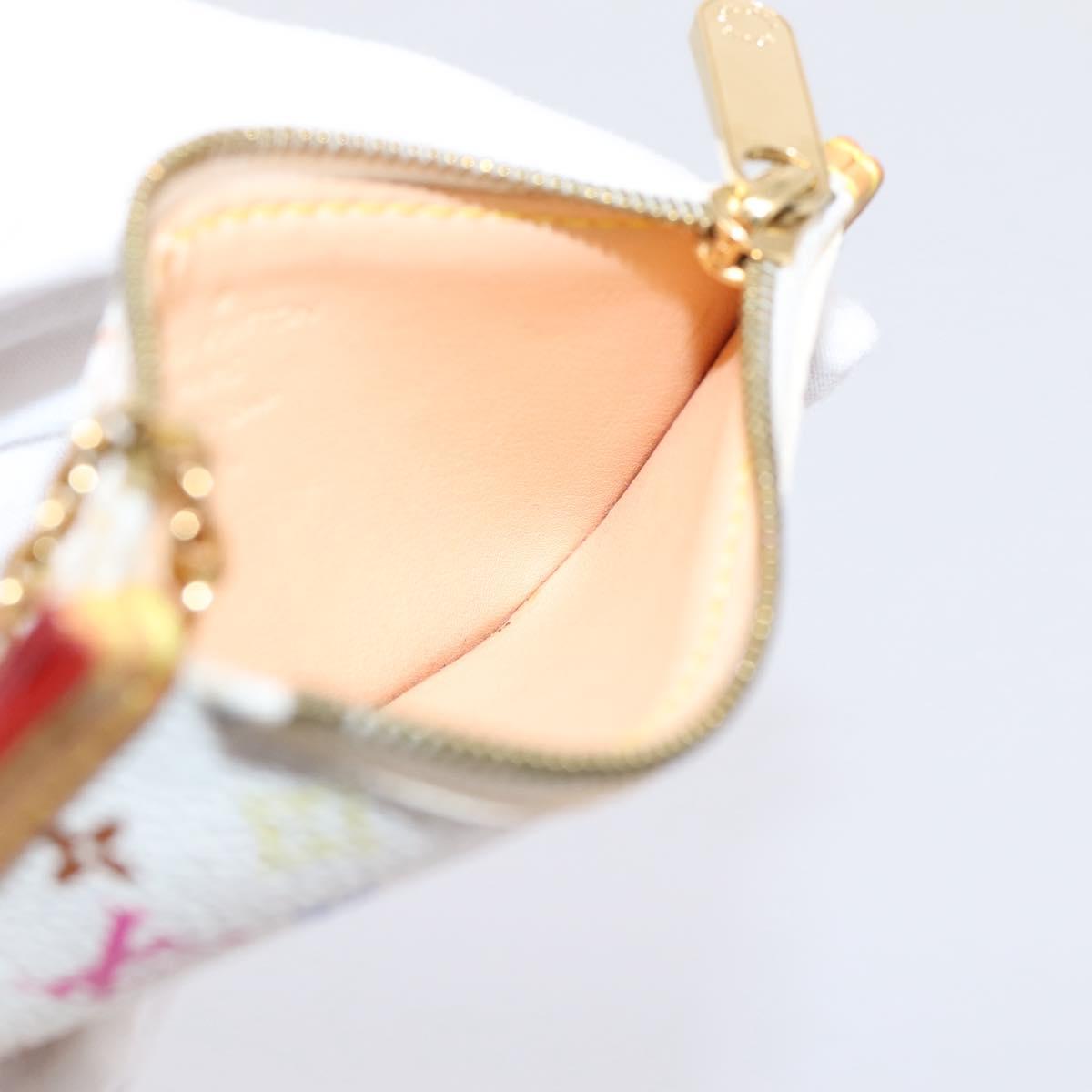 LOUIS VUITTON Monogram Multicolor Pochette Cles Purse White M92655 Auth 208328V