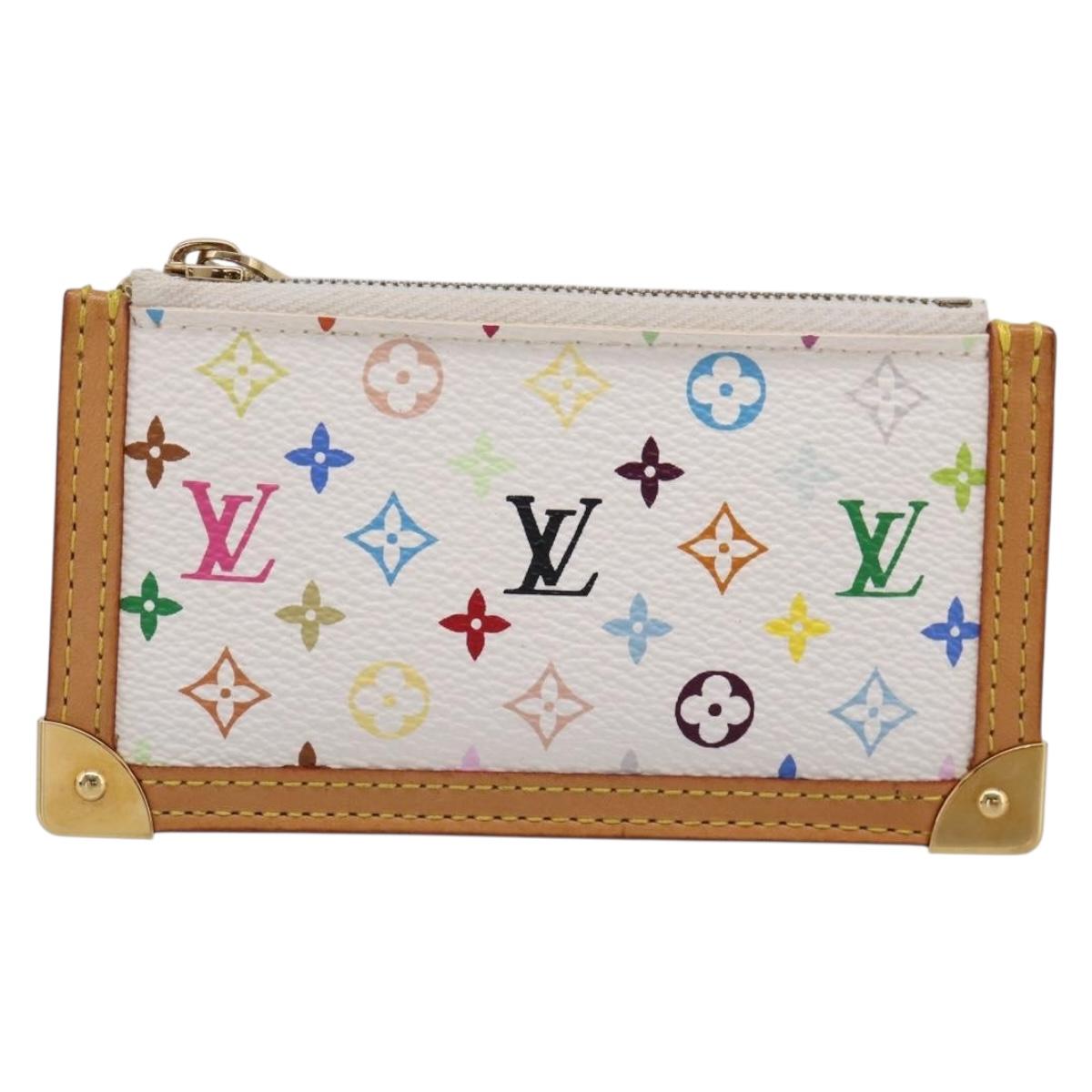 LOUIS VUITTON Monogram Multicolor Pochette Cles Purse White M92655 Auth 208328V