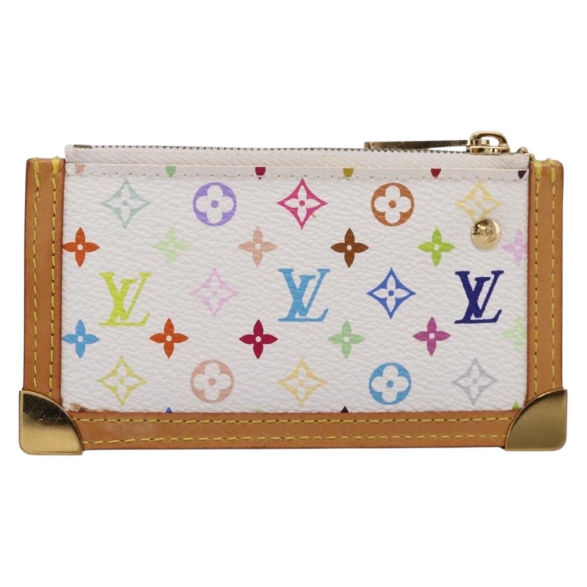 LOUIS VUITTON Monogram Multicolor Pochette Cles Purse White M92655 Auth 208328V