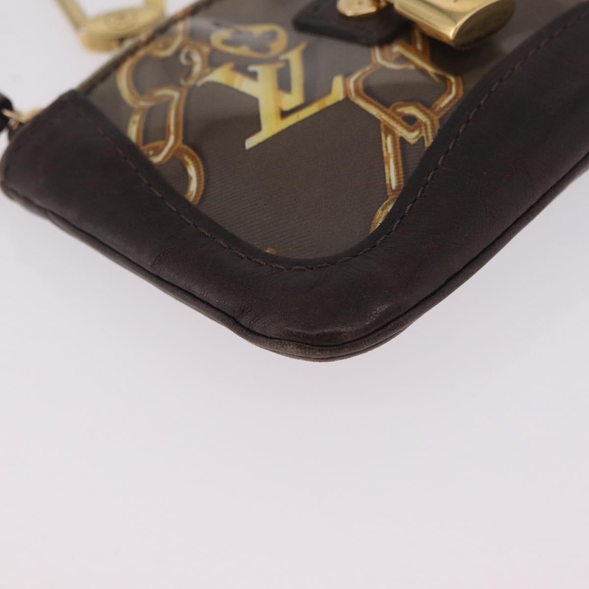 LOUIS VUITTON Monogram Charm Pochette Cles Purse Brown White M95164 Auth 208330A