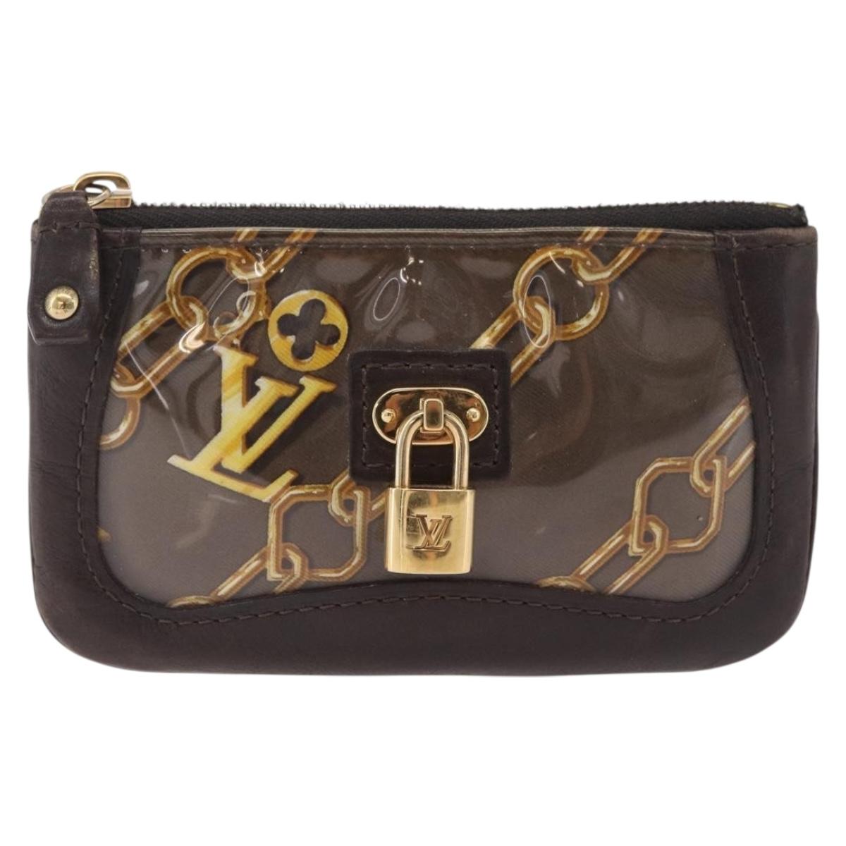 LOUIS VUITTON Monogram Charm Pochette Cles Purse Brown White M95164 Auth 208330A