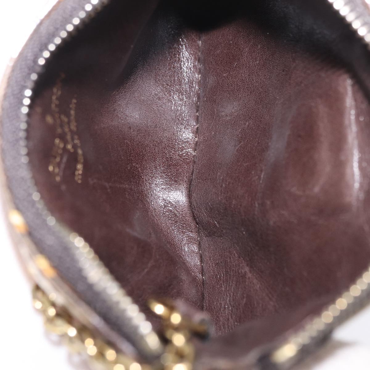 LOUIS VUITTON Monogram Charm Pochette Cles Purse Brown White M95164 Auth 208330A