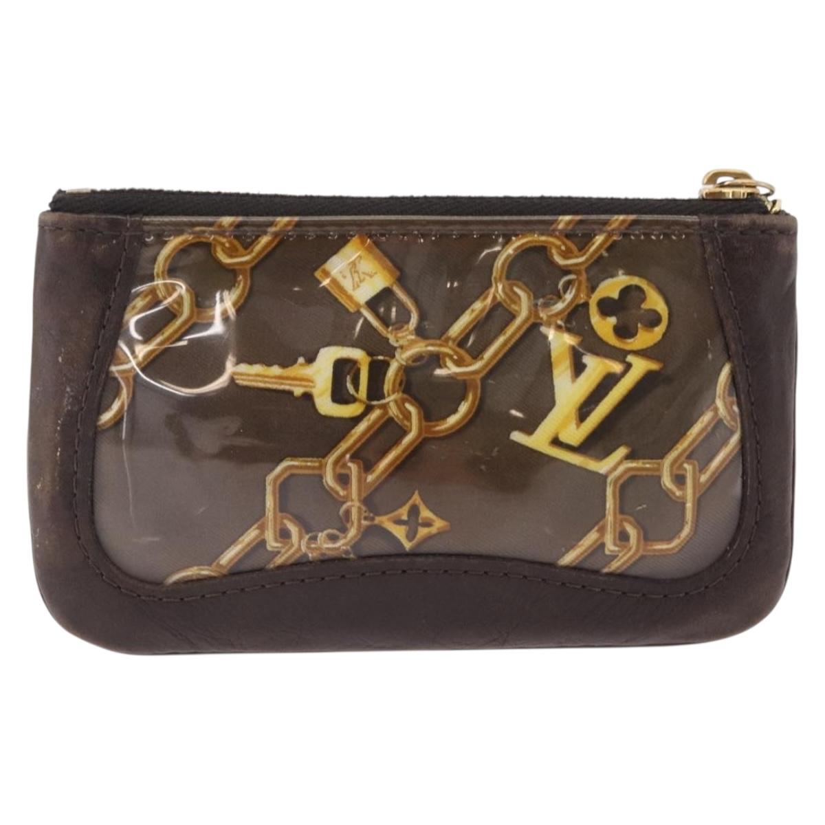 LOUIS VUITTON Monogram Charm Pochette Cles Purse Brown White M95164 Auth 208330A