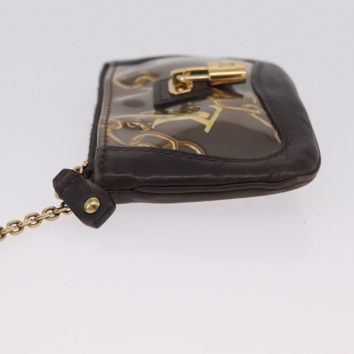 LOUIS VUITTON Monogram Charm Pochette Cles Purse Brown White M95164 Auth 208330A
